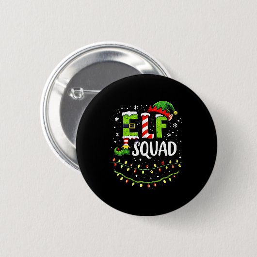 Elf Squad Christmas Lights Matching Holiday Crew Button (Vorne & Hinten)