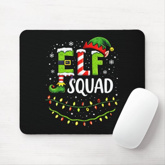 Elf Squad Christmas Lights Matching Holiday Crew Mousepad (Mit Mouse)