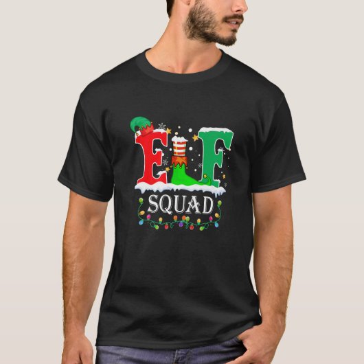 Elf Squad Christmas Lights Xmas Family Matching Pa T-Shirt (Vorderseite)