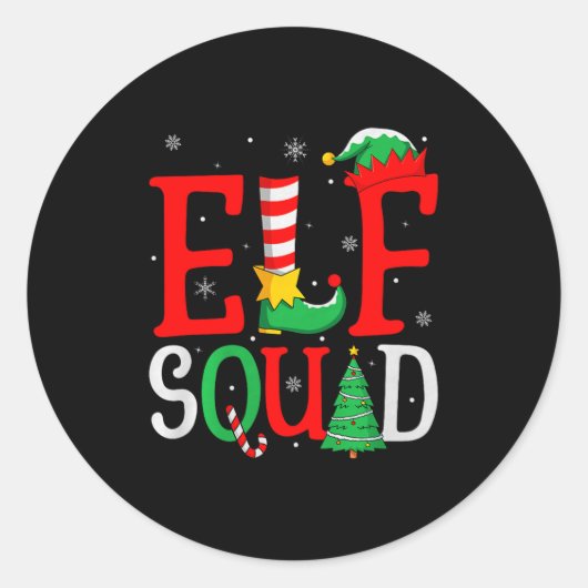 Elf Squad Christmas Matching Family Group Elf Xmas Runder Aufkleber (Vorderseite)