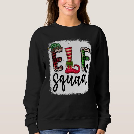 Elf Squad Elf Feet Frohe Weihnachtsleopard Kariert Sweatshirt (Vorderseite)