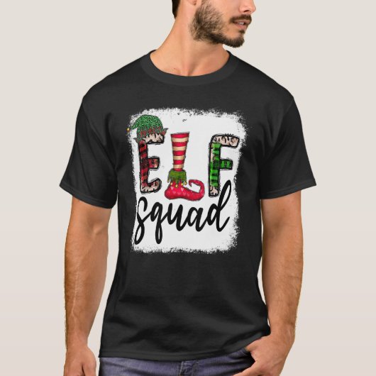 Elf Squad Elf Feet Frohe Weihnachtsleopard Kariert T-Shirt (Vorderseite)