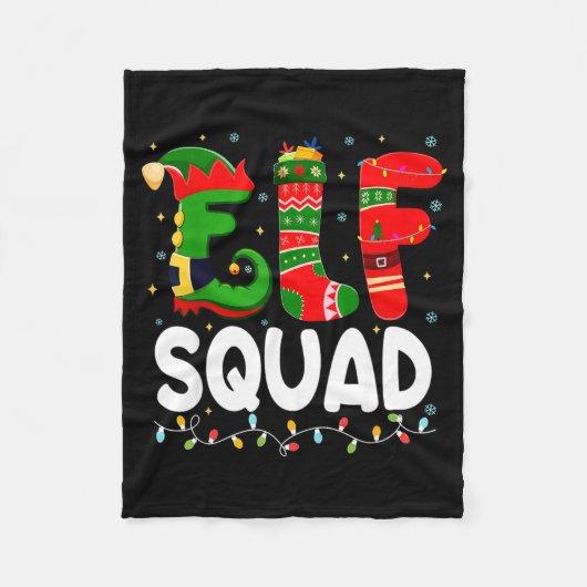 Elf Squad Family Christmas Matching Pajamas Xmas T Fleecedecke (Vorderseite)