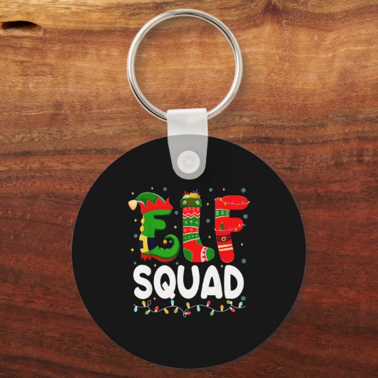 Elf Squad Family Christmas Matching Pajamas Xmas T Schlüsselanhänger (Vorderseite)