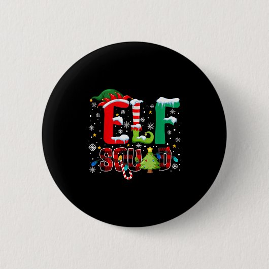 Elf Squad Family Christmas Matching Xmas Pajamas B Button (Vorderseite)