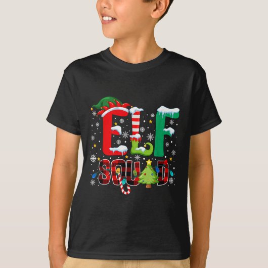 Elf Squad Family Christmas Matching Xmas Pajamas B T-Shirt (Vorderseite)