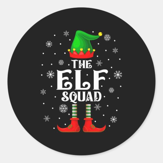 Elf Squad Family Matching Xmas Funny Christmas Vib Runder Aufkleber (Vorderseite)