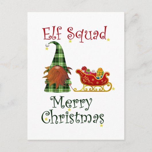 Elf-Squad frohe Weihnachten Postkarte (Vorderseite)