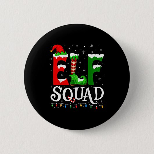 Elf Squad Funny Christmas Family Pajamas Button (Vorderseite)