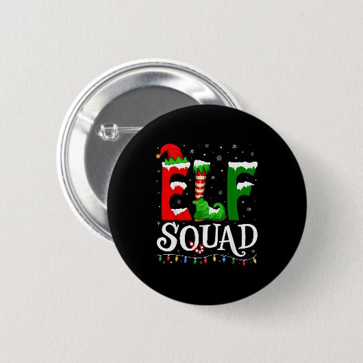 Elf Squad Funny Christmas Family Pajamas Button (Vorne & Hinten)
