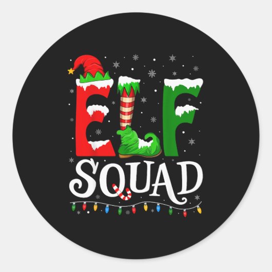 Elf Squad Funny Christmas Family Pajamas Runder Aufkleber (Vorderseite)