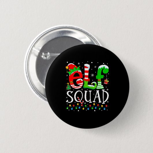 Elf Squad Funny Elf Family Christmas Matching Paja Button (Vorne & Hinten)