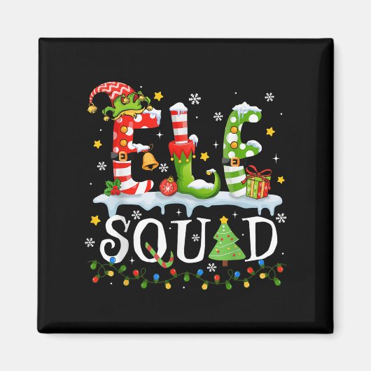 Elf Squad Funny Elf Family Christmas Matching Paja Magnet (Vorne)