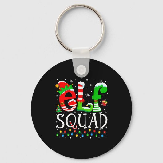 Elf Squad Funny Elf Family Christmas Matching Paja Schlüsselanhänger (Vorderseite)