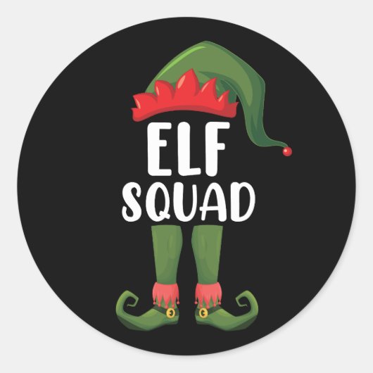 Elf Squad Funny Familie passt Weihnachten Runder Aufkleber (Vorderseite)