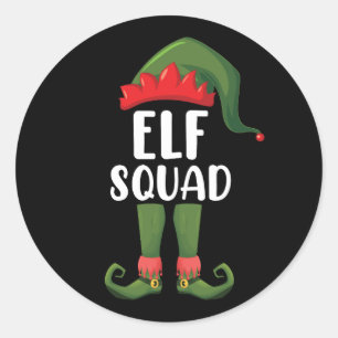 Elf Squad Funny Familie passt Weihnachten Runder Aufkleber