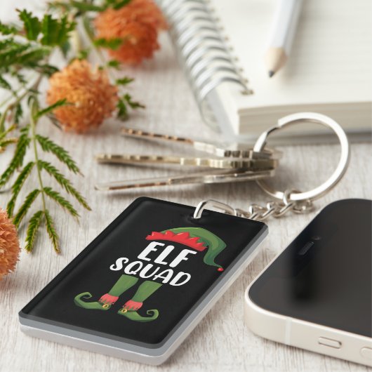 Elf Squad Funny Familie passt Weihnachten Schlüsselanhänger (Vorderseite rechts)