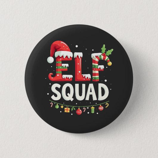 Elf Squad Funny Matching Christmas Outfit Button (Vorderseite)