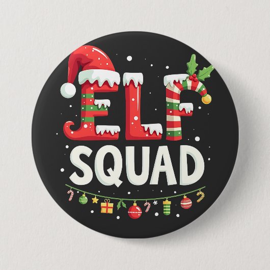 Elf Squad Funny Matching Christmas Outfit Button (Vorderseite)