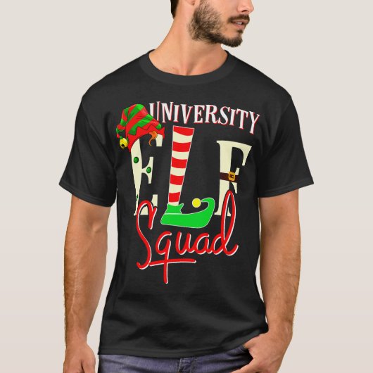 Elf Squad Weihnachtsgeschenk für die Universität T-Shirt (Vorderseite)