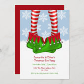 Elf Stiefel und Strümpfe Schneeflocken Weihnachts- Einladung (Vorne/Hinten)