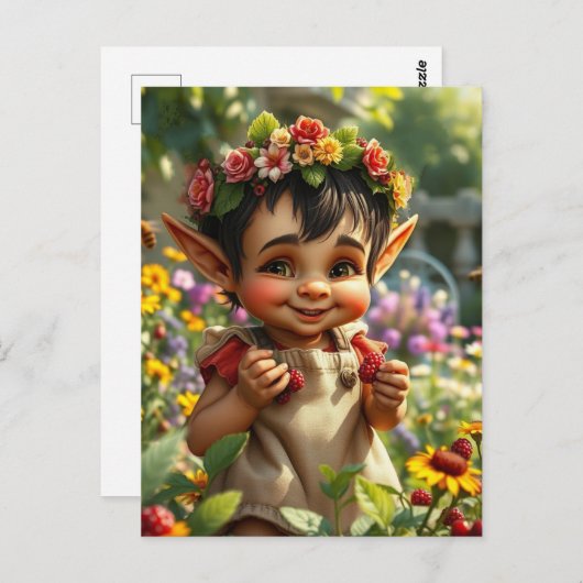 Elf Strawberry Postkarte (Vorne/Hinten)