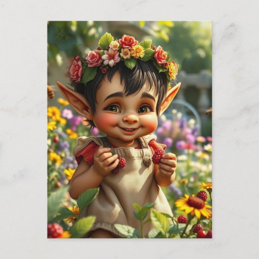 Elf Strawberry Postkarte (Vorderseite)