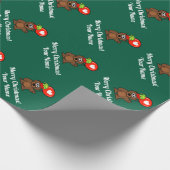 Elf Teddy Bär mit Herzballon Weihnachten Geschenkpapier (Ecke)