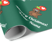 Elf Teddy Bär mit Herzballon Weihnachten Geschenkpapier (Rolleneckpunkt)