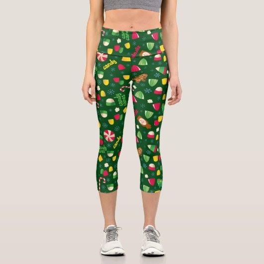 Elf the Movie Candy Pattern Capri Leggings (Vorderseite)