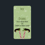 Elf TO/From Gift Tags, veränderbare Hintergrundfar Adressaufkleber<br><div class="desc">Personalisierte TO/From Geschenketiketten mit knechten und festlichen Weihnachtselfenbeinen. Die grüne Hintergrundfarbe kann geändert werden,  um sich mit Ihrem Urlaubsprogramm abzustimmen,  sowie den Stil,  die Größe,  die Farbe und die Platzierung des Schriftartes.</div>