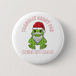 Elf Toad Frog Pun fertig zu Weihnachten Button
