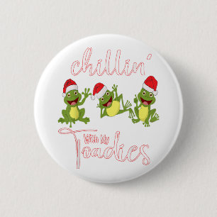 Elf Toad Frog Pun fertig zu Weihnachten Button
