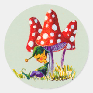 ELF u. PILZ durch SHARON SHARPE Runder Aufkleber