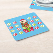 Elf überreicht Candies Square Paper Untersetzer (angewinkelt)