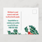 Elf und der Weihnachtsmann haben personalisierte W Postkarte (Rückseite)