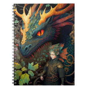 Elf und Dragon Fantasy Art Notizblock