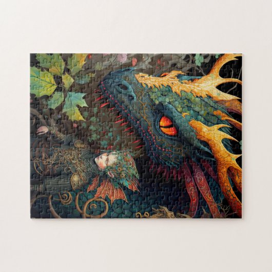 Elf und Dragon Fantasy Art Puzzle (Horizontal)