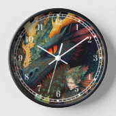 Elf und Dragon Fantasy Art Uhr (Vorderseite)