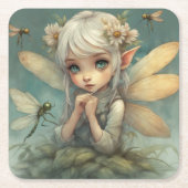 Elf und Dragonfly 2 Rechteckiger Pappuntersetzer (Vorderseite)