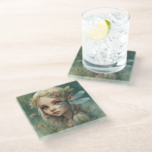 Elf und Dragonfly 3 Glasuntersetzer