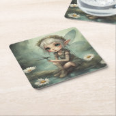 Elf und Dragonfly 5 Rechteckiger Pappuntersetzer (angewinkelt)