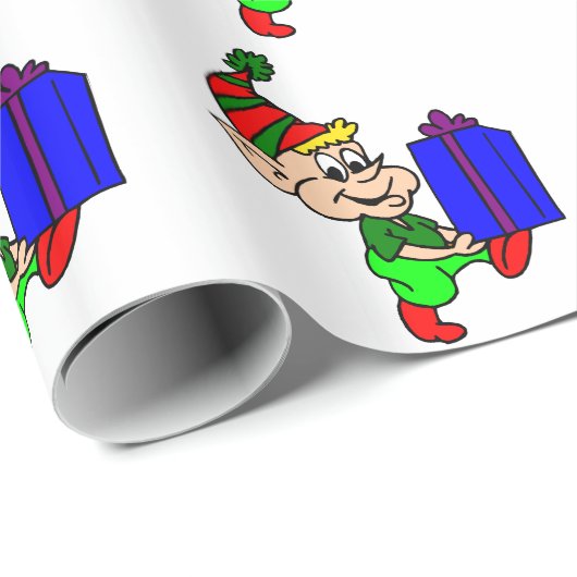 Elf und Geschenk Geschenkpapier (Rolleneckpunkt)