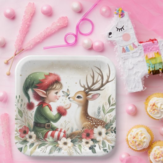 Elf und Rentier Pappteller (Party)