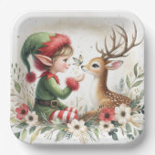 Elf und Rentier Pappteller (Vorderseite)