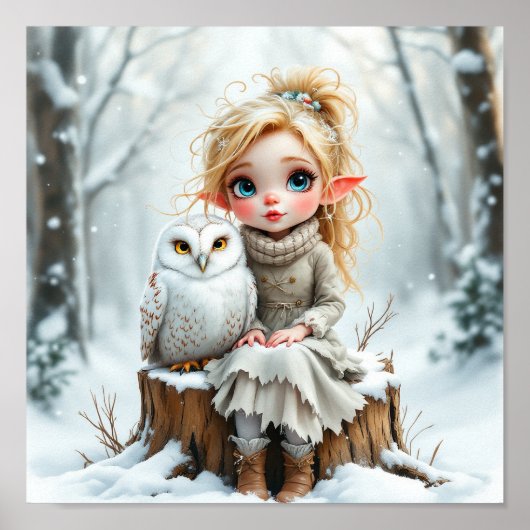 Elf und Schneueule Poster (Vorne)