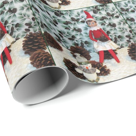 Elf und Snowman Wrapping Paper Geschenkpapier (Rolleneckpunkt)