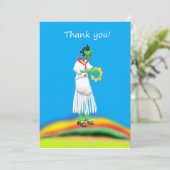 Elf und Tambourine Dankeskarte (Stehend Vorderseite)