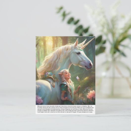 Elf Unicorn Postkarte (Stehend Vorderseite)