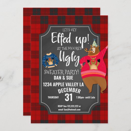 Elf-up hässliche Pullover-Pullover Weihnachts-Part Einladung (Vorne/Hinten)